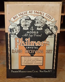Philco Crystal Radio Receiving Set Store Display Sign