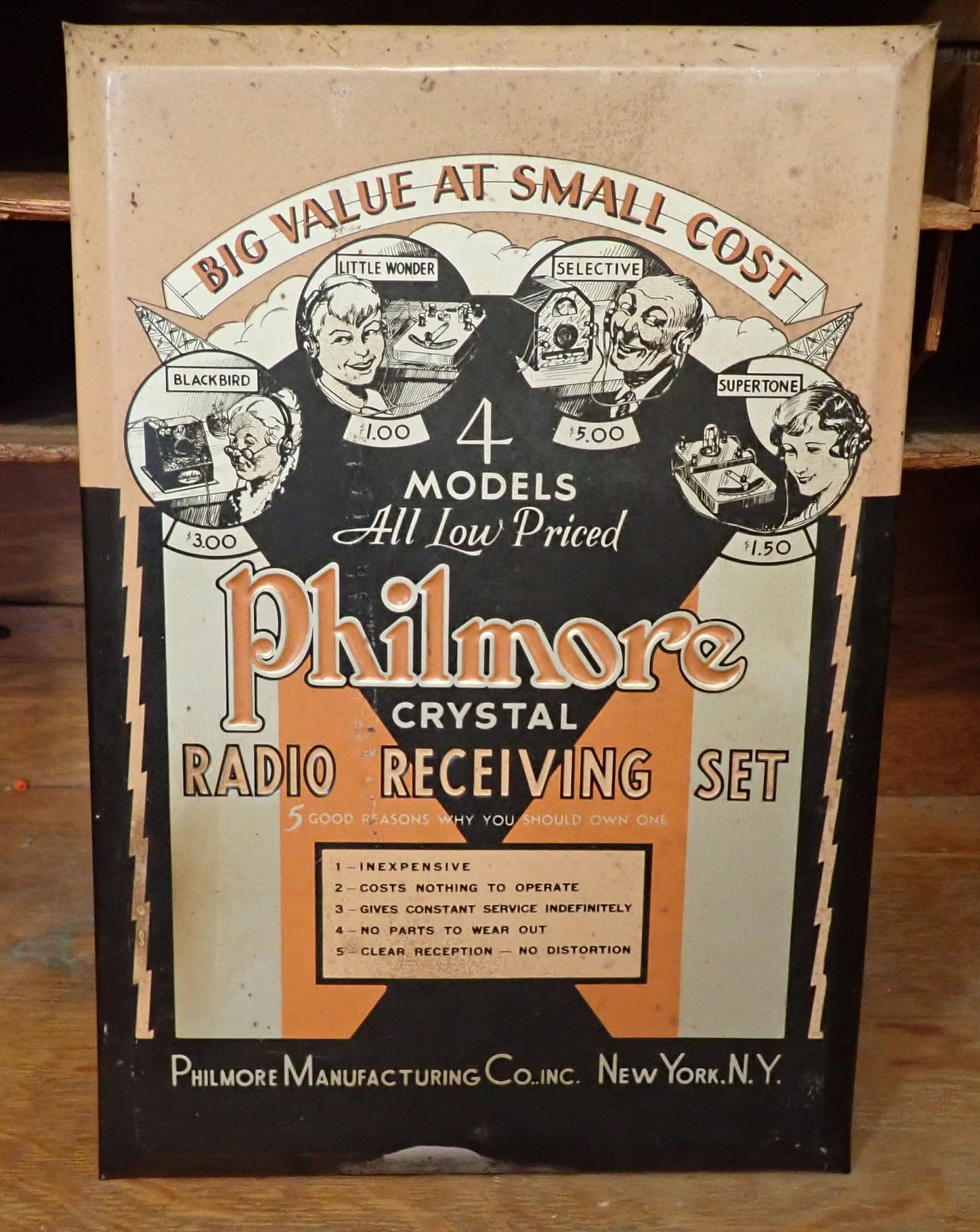 Philco Crystal Radio Receiving Set Store Display Sign (1 of 4)