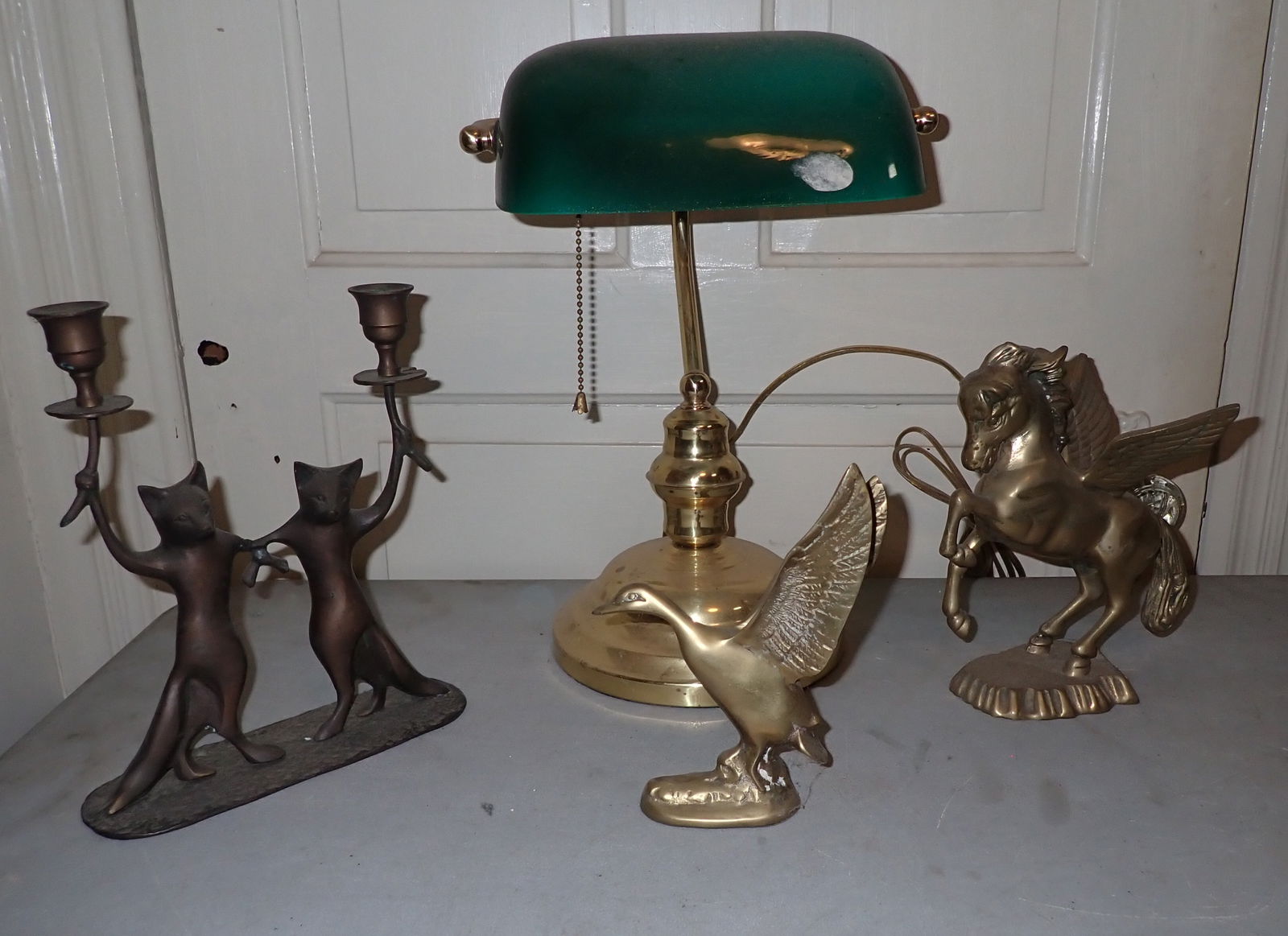 Brass Desk Lamp Fox Candle Holders Horse , & Duck: Shipping available ($25 handling charge, plus postage)