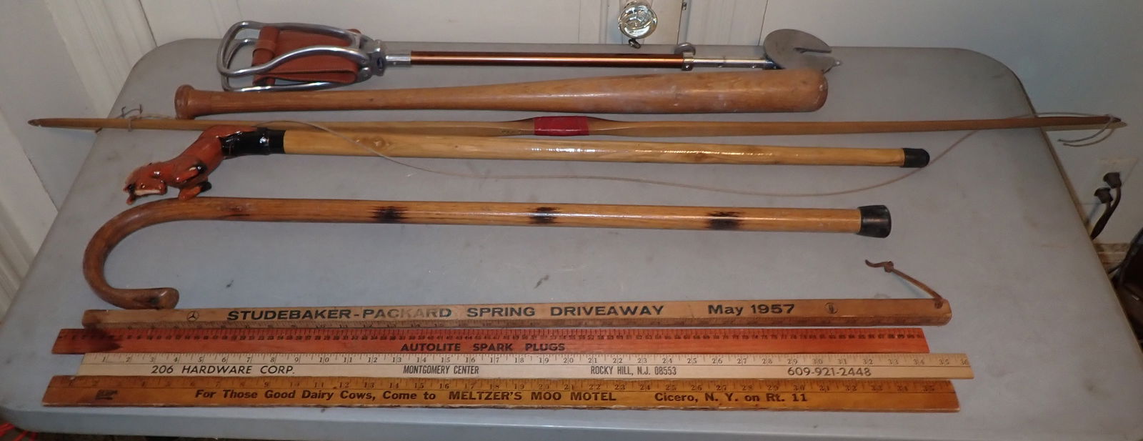 Studebaker Yardstick Horse Cane Wooden Baseball Bat Long Bow (1 of 5)