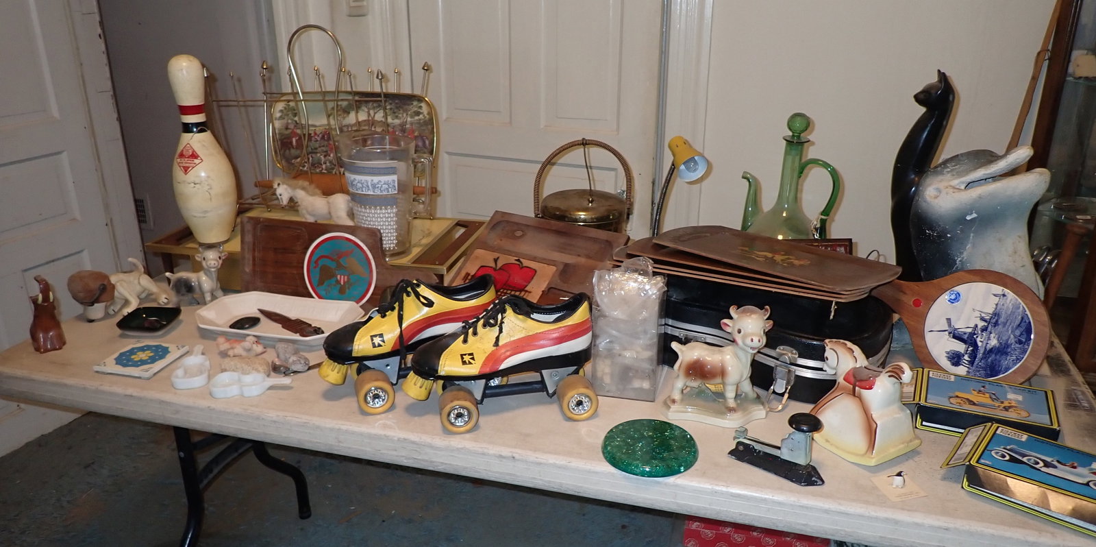 Concrete Dolphin , Brass Ice Bucket , Roller Skates , & Misc (1 of 11)