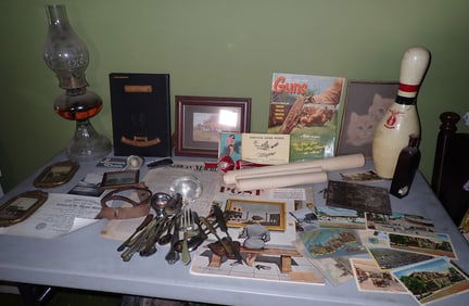 Early Football Photo , Oil Lamp , Postcards , & Misc