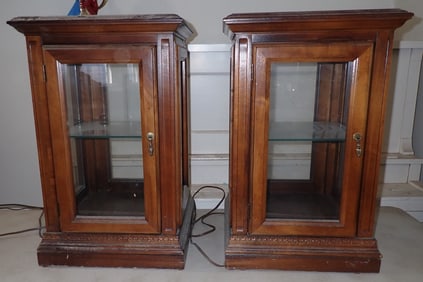 Pair of Lighted Display / Curio Cabinets