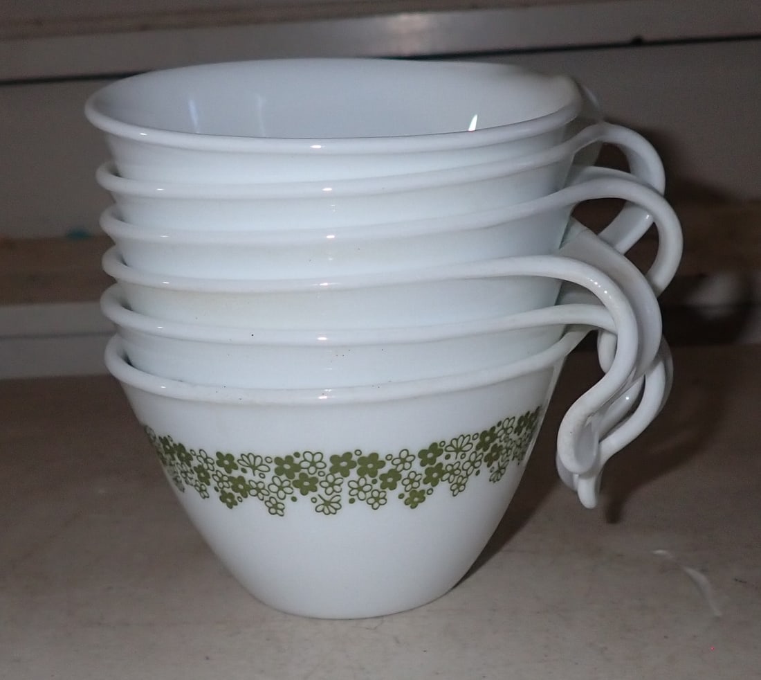 6 Correlle Daisy Spring Blossom Hook Handle Tea Cups: Tea Cups - Shipping available