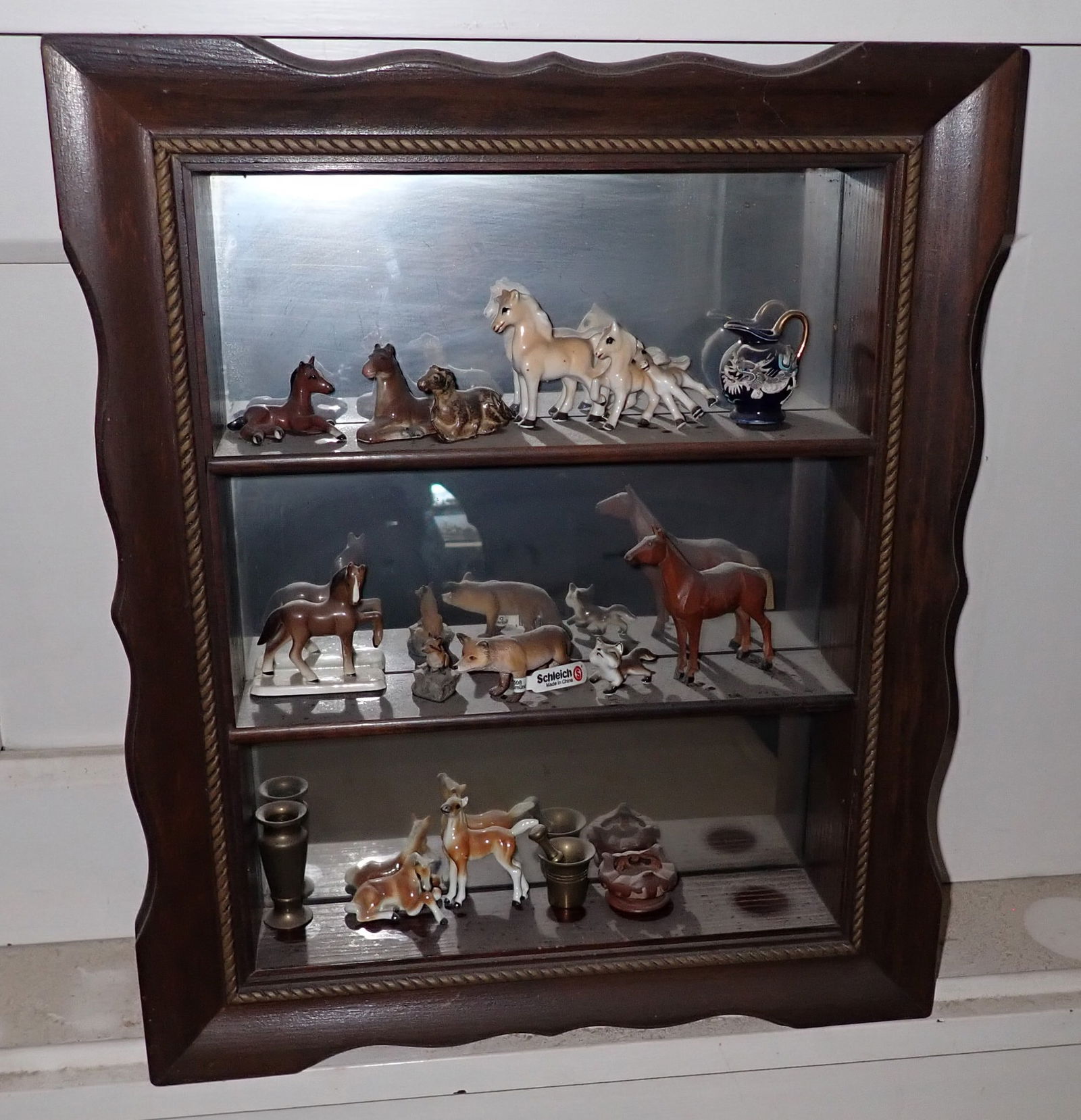 Mirrored Back Curio Shelf w/ Contents (1 of 2)