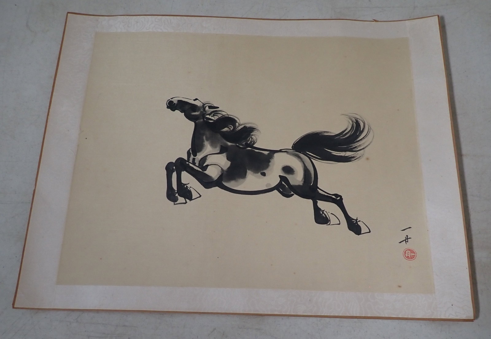 Chinese Ink Wash Galloping Horse Painting: Approx 14" x 18". Shipping available