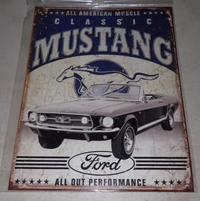 Tin Classic Ford Mustang Sign