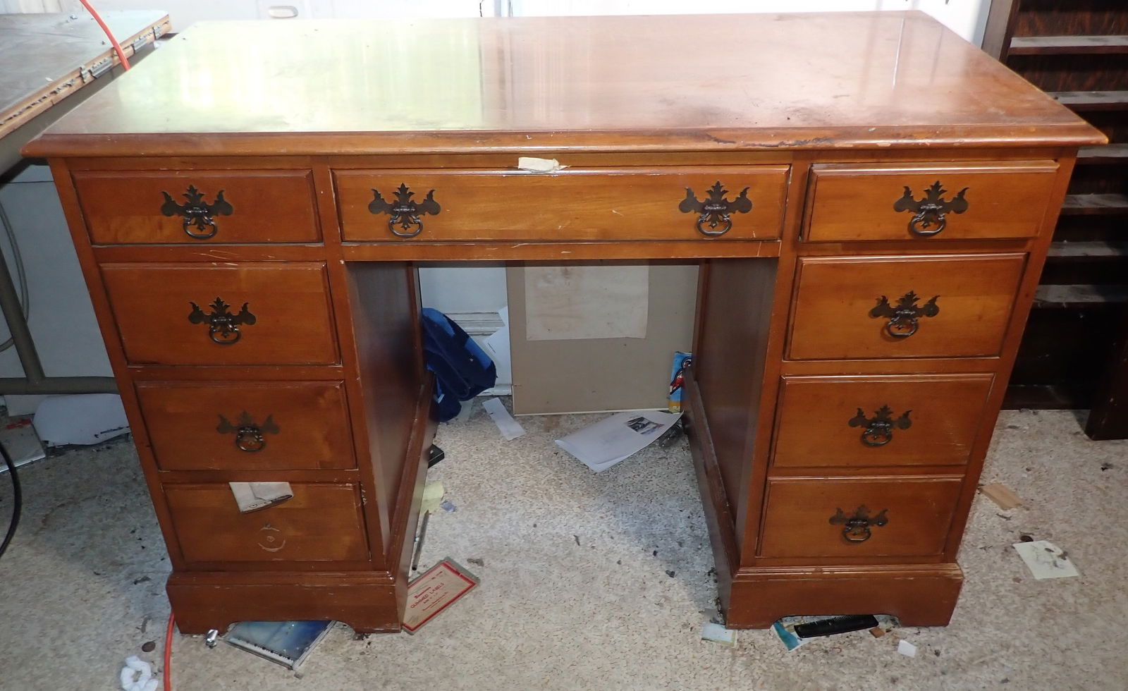 Maple Desk and Contents w/ Nichols & Stone Chair (1 of 9)
