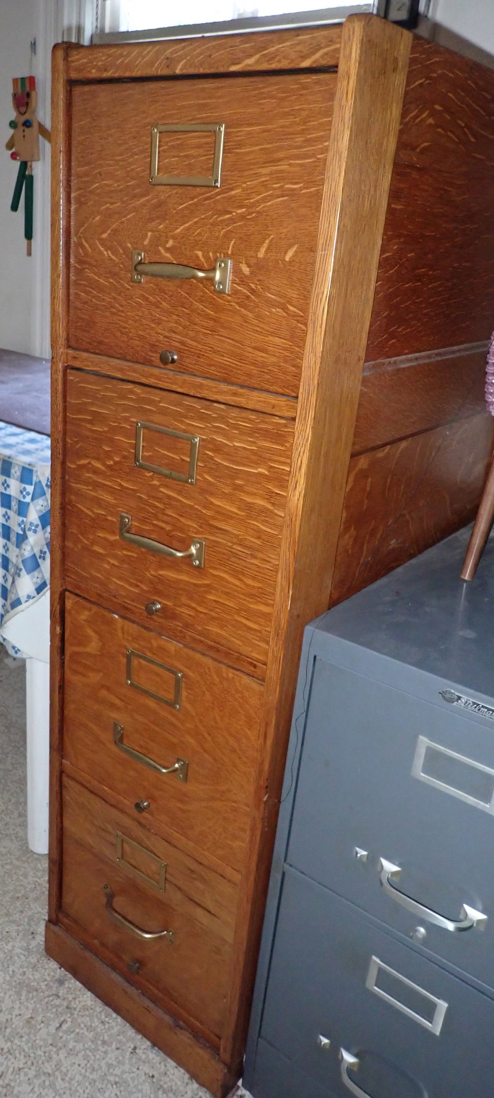 4 Drawer Oak File Cabinet (1 of 7)
