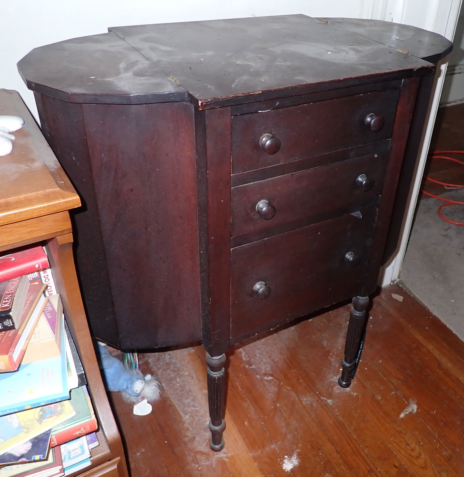 Martha Washington Sewing Cabinet: Approx 14 1/4" x 27 3/4" x 28 1/2" tall. No in house shipping ! Bring help to remove from second floor.