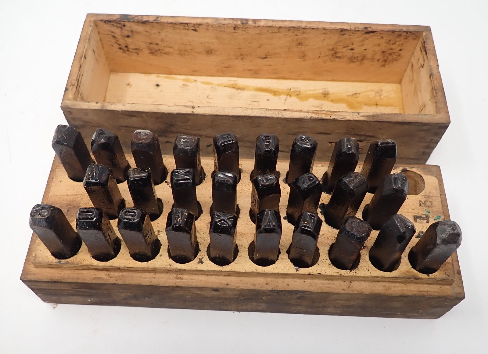 Steel Letter Punches: Approx 3/8". Missing one. Shipping available