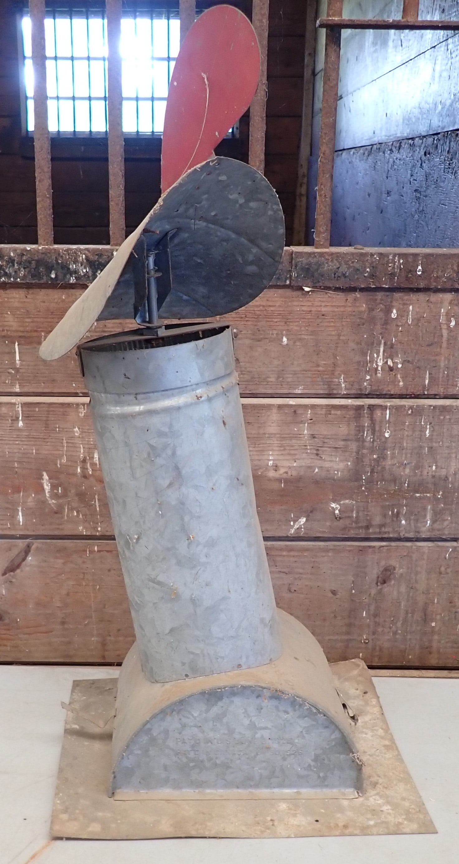 1926 Rotating Barn Roof Vent: Apprx 25" tall. Base is 10 5/8" x 13". Shipping available
