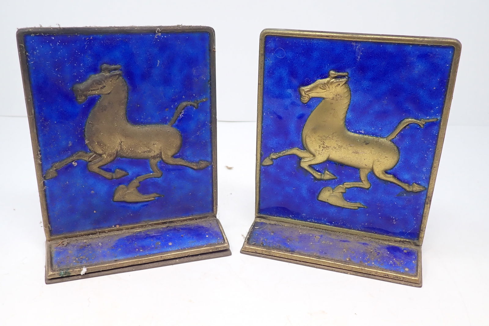 Brass Enameled Chinese Horse Bookends (1 of 3)