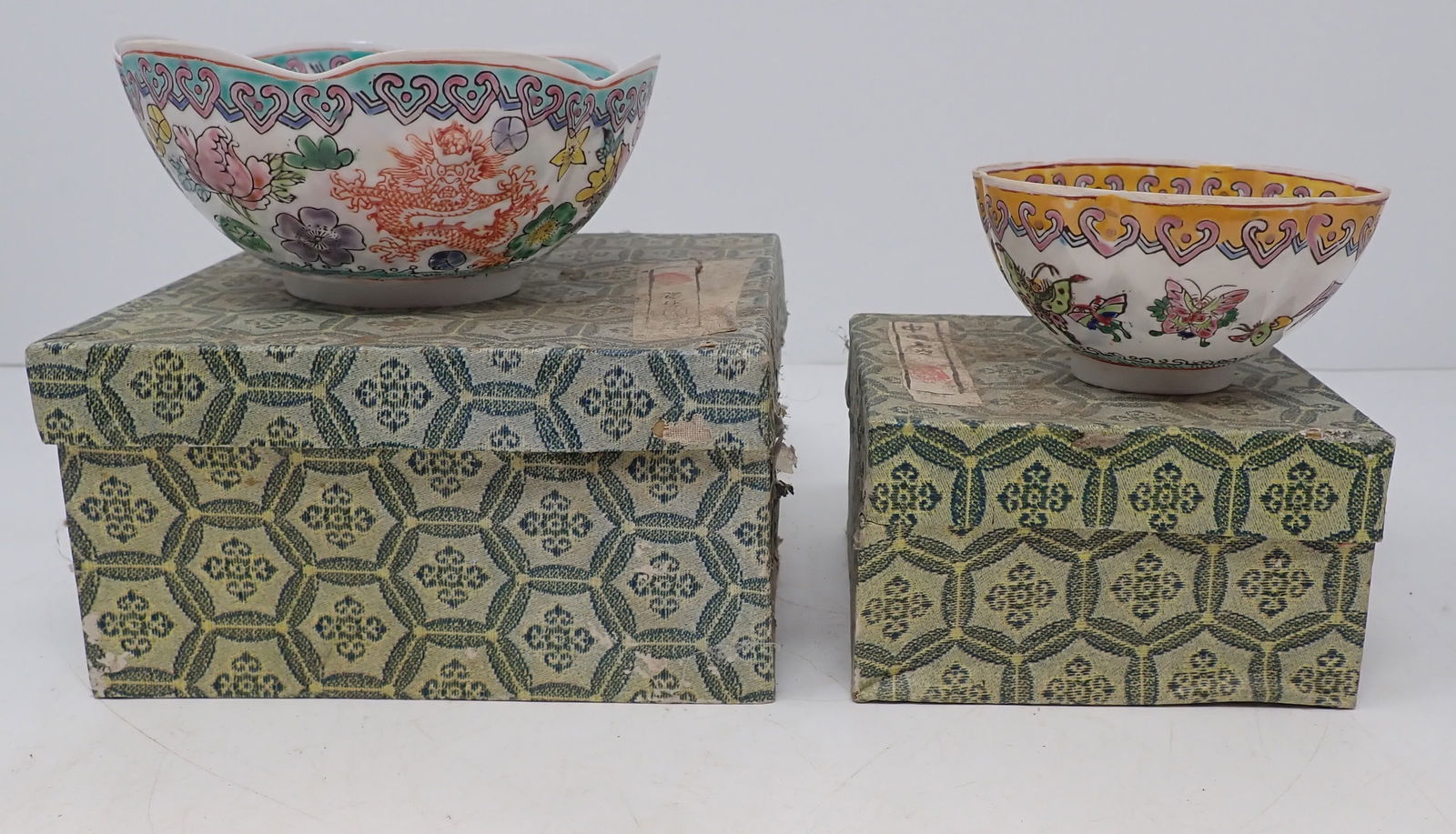 Chinese Eggshell Rice Bowls w/ Dragons & Butterflies (1 of 4)