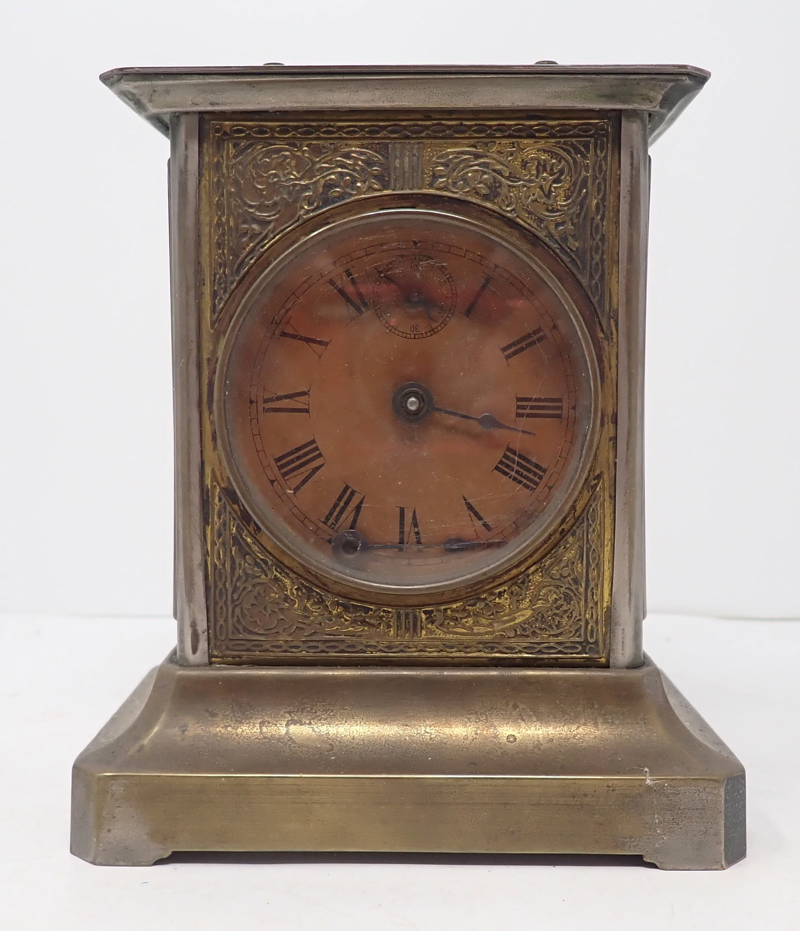 J. Ullmann Brass Carriage Clock: Approx 3 7/8" x 5 1/4" x 6" tall. Shipping available