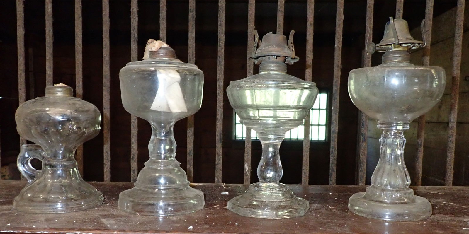 4 Oil Lamps: Tallest is approx 10 1/4". Shipping available ($20 handling charge, plus postage)