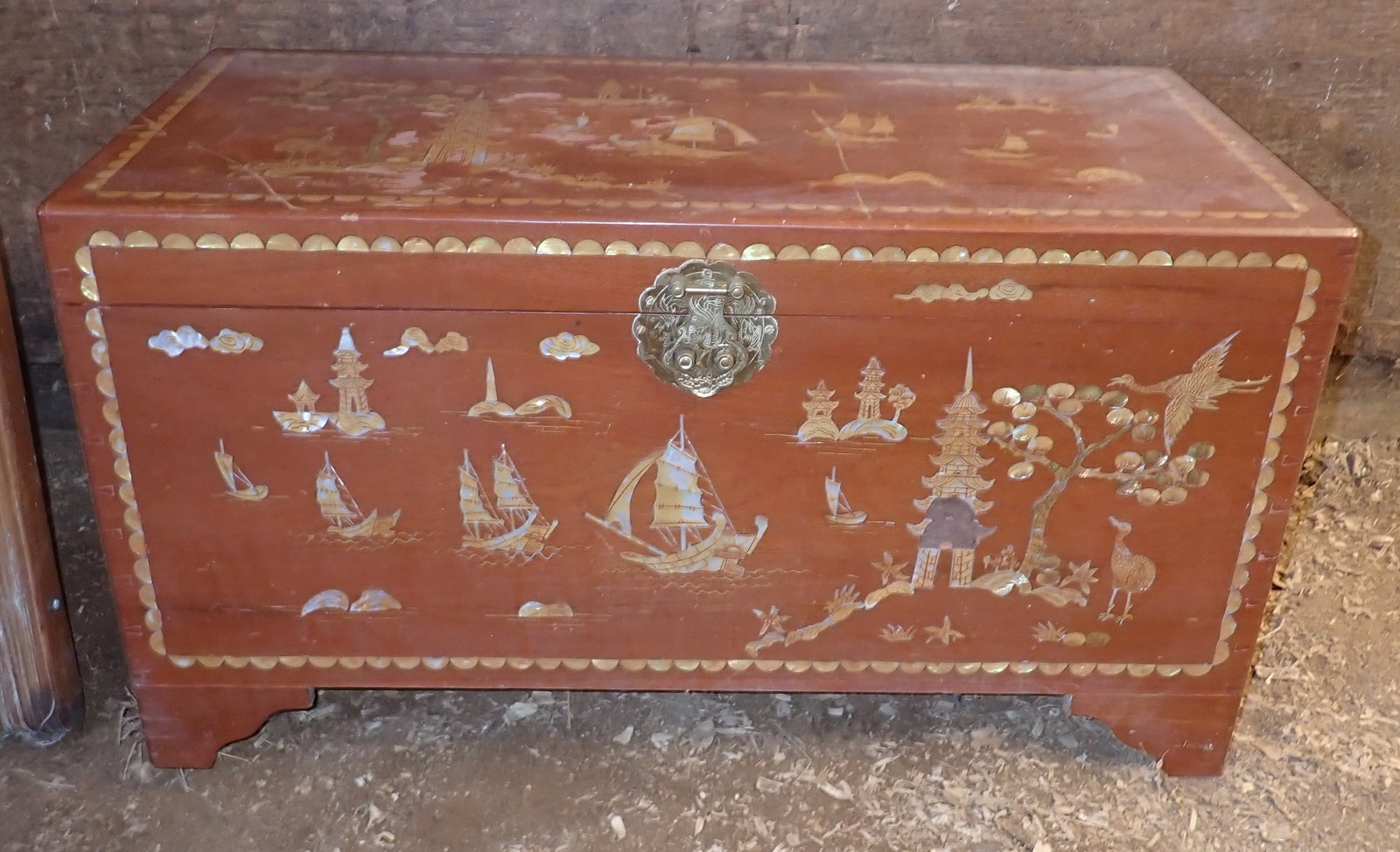Chinese Chest: Approx 17" x 35" x 20" tall. No in house shipping ! Bring help to remove !