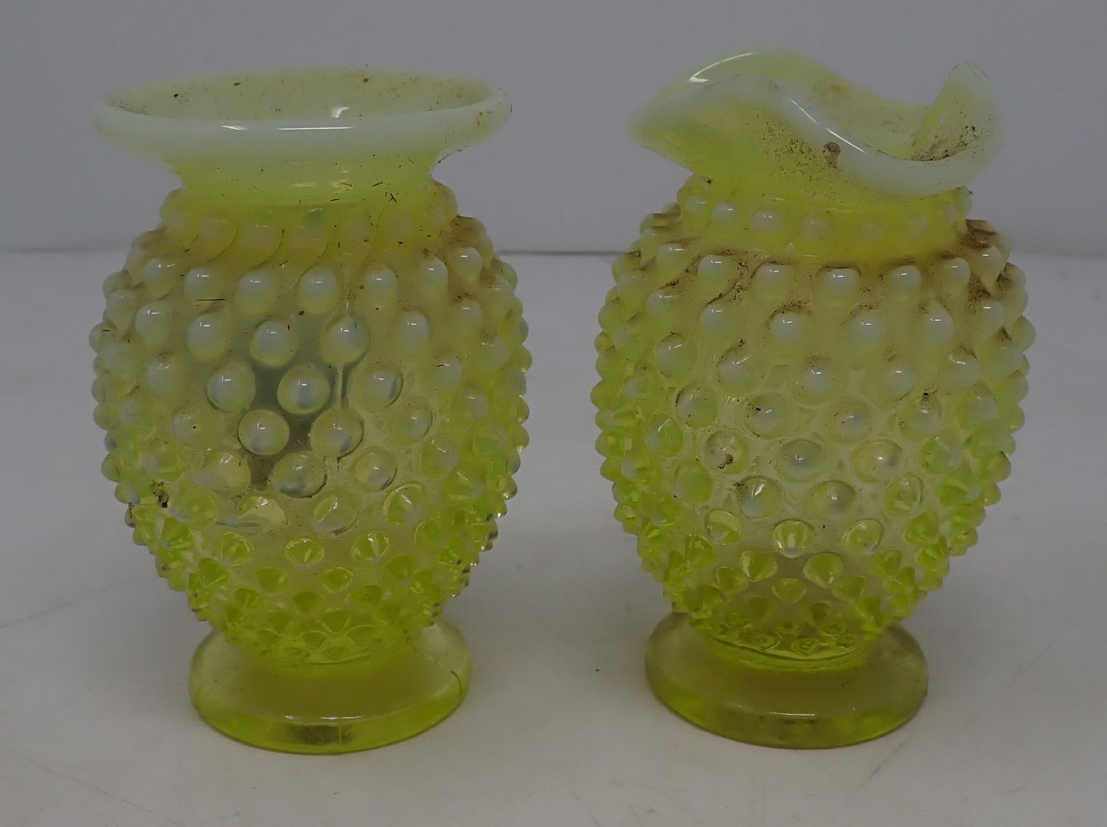 Fenton Hobnail Opalescent Topaz Vases (1 of 3)