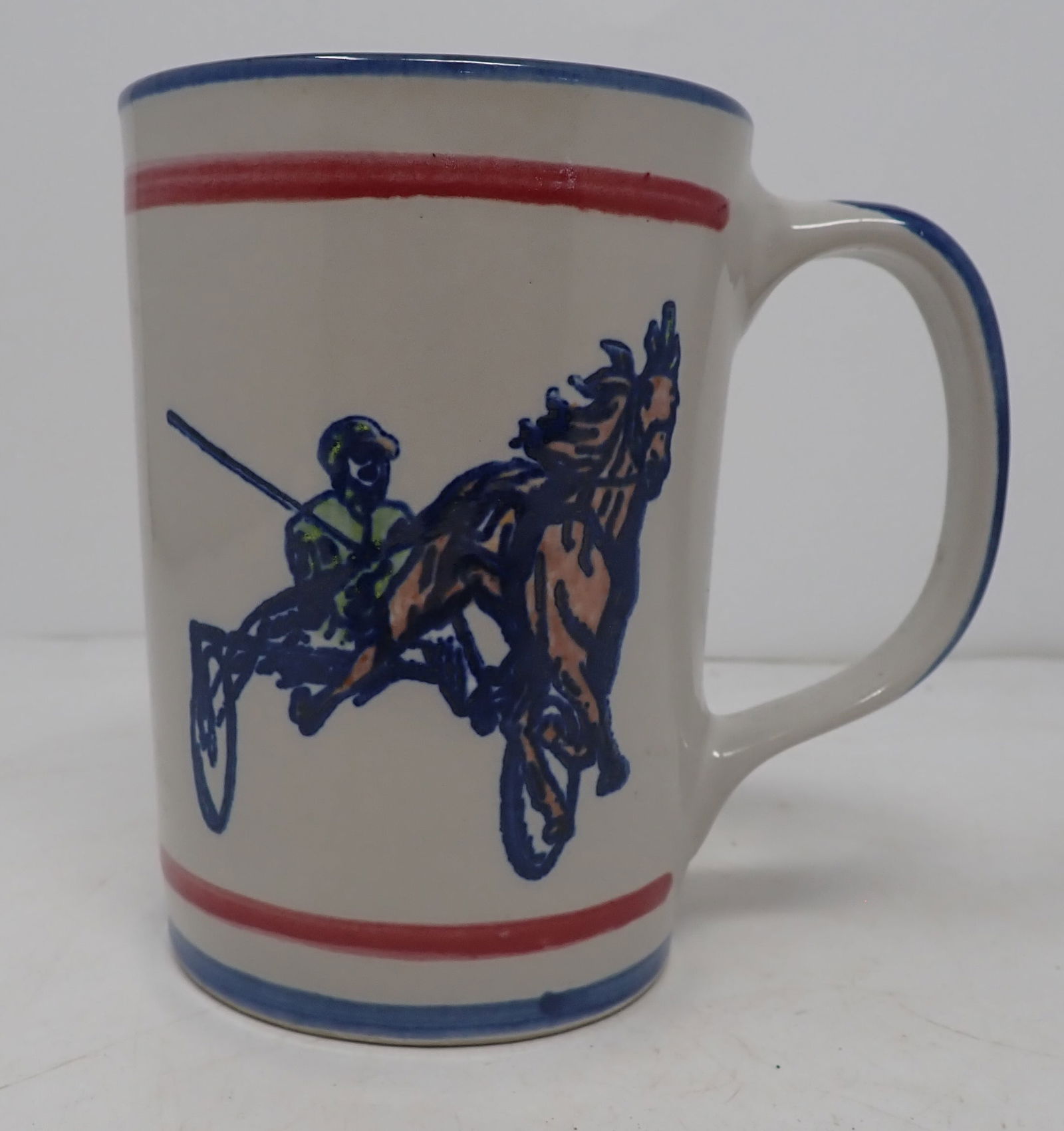 Louisville Stoneware L.V Harkness Mug: Approx 3 3/8" in diameter and 4 3/4" tall. Shipping available