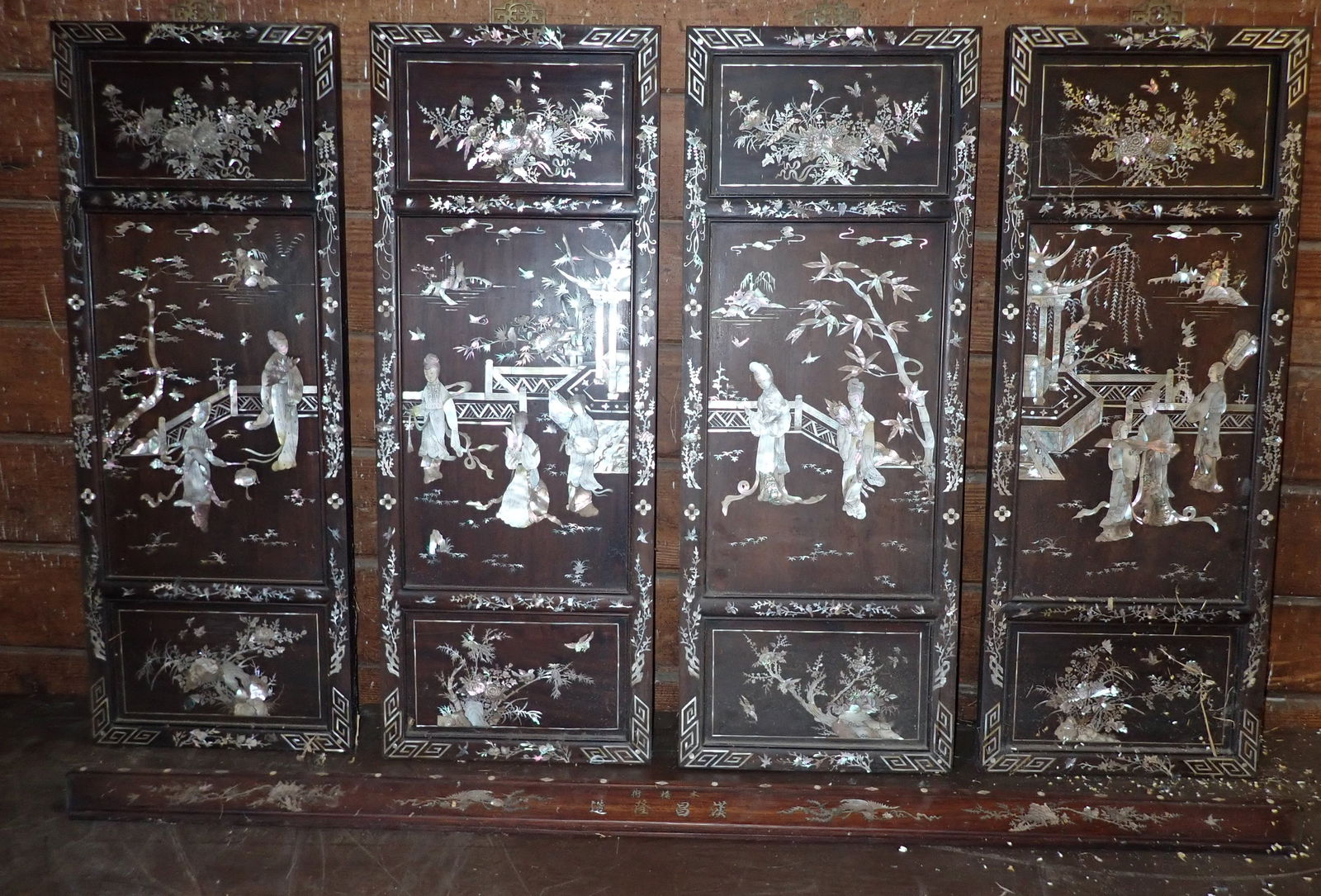 Oriental Panels & Plate Shelf w/ Mother of Pearl Inlay (1 of 7)