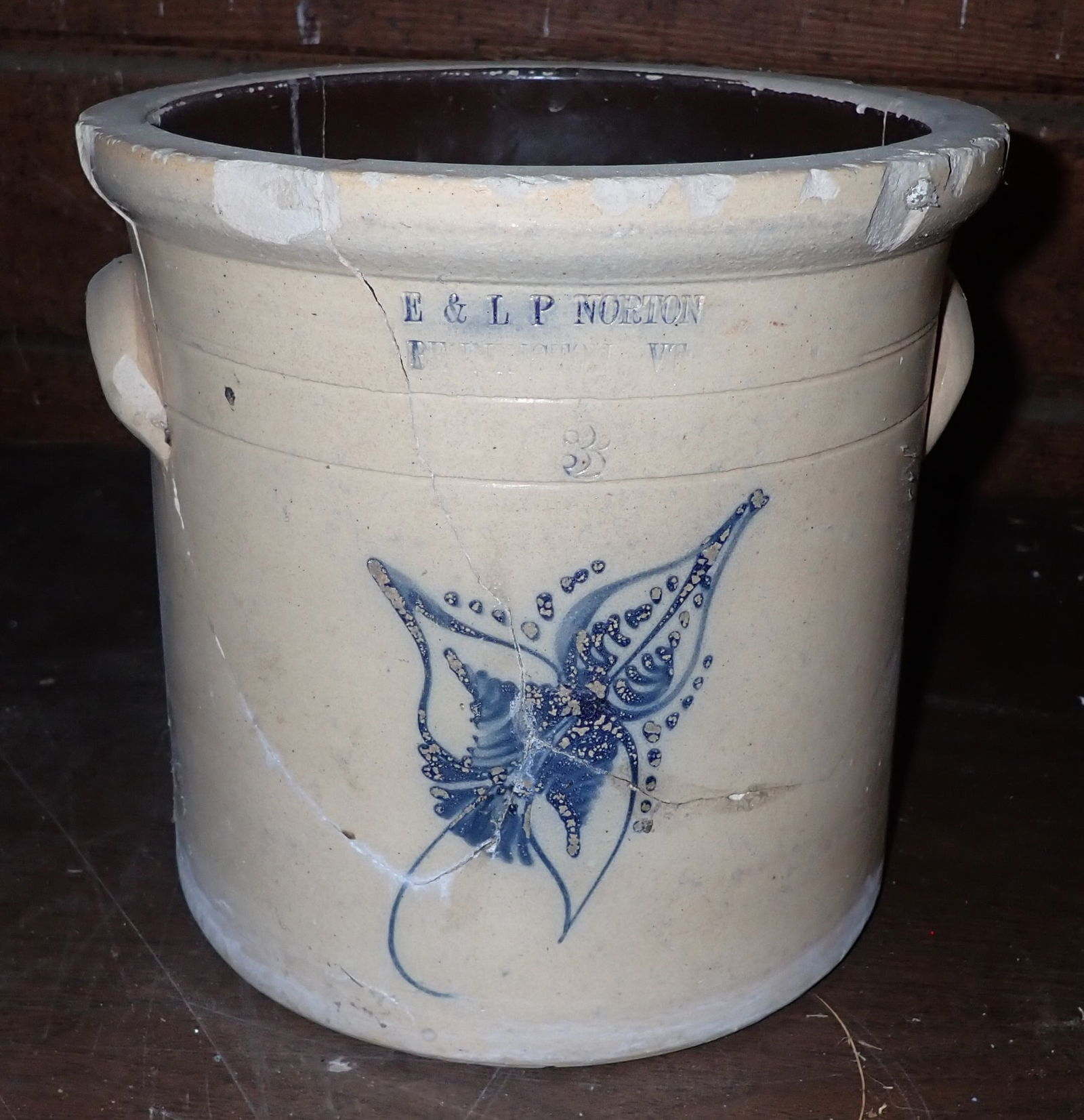 E&LP Norton Blue Decorated Stoneware Crock (1 of 5)