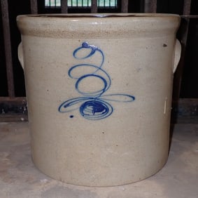 Blue Decorated Stoneware Crock