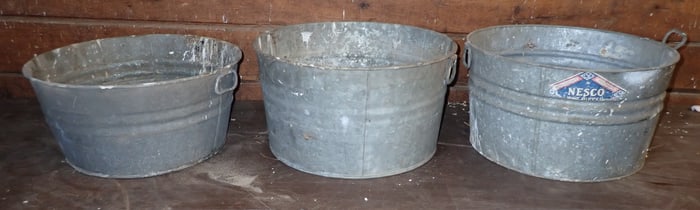 3 Galvanized Tubs