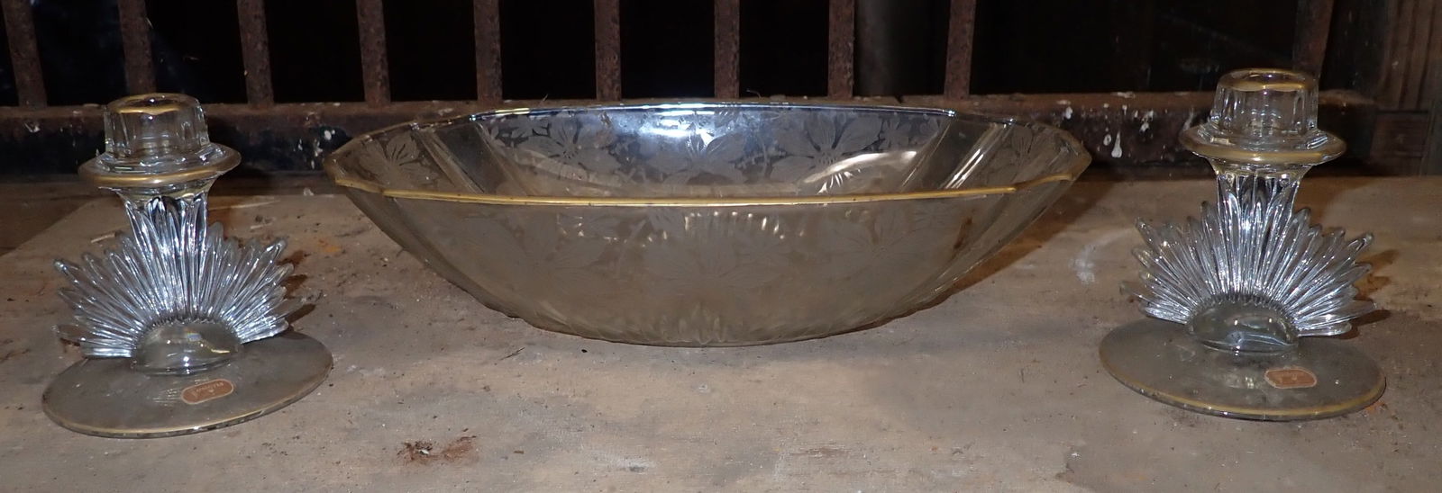 Fostoria Serving Dish & Candle Holders (1 of 3)