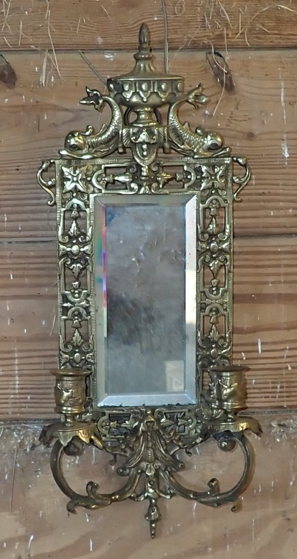 Bradley & Hubbard Brass Candle Scone w/ Dolphins (1 of 4)