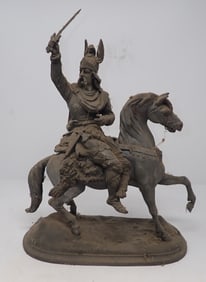 Warrior on Horse Clock Statue