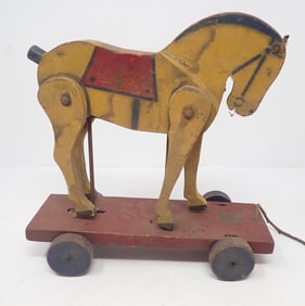 Sterling Rich Maid Wooden Horse Pull Toy