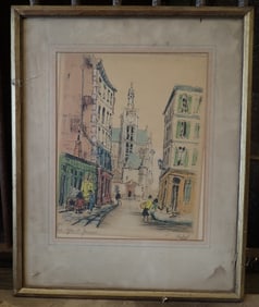 Barday Paris Signed Hand Colored Lithograph