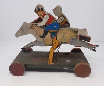 Wood & Tin Horse Racing Pull Toy
