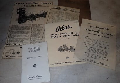 Atlas 6" Lathe Chart , Parts & Price List