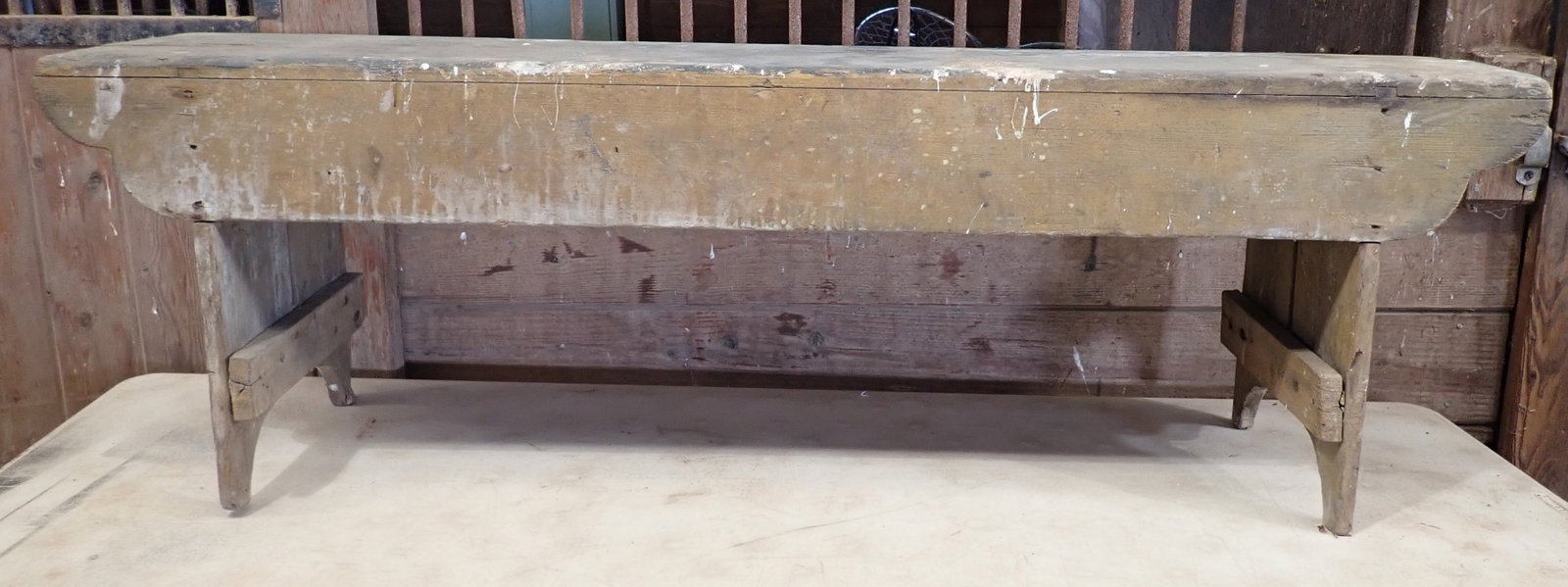 Primitive Bench: Apprx 14" x 60" x 19" tall. No in house shipping !
