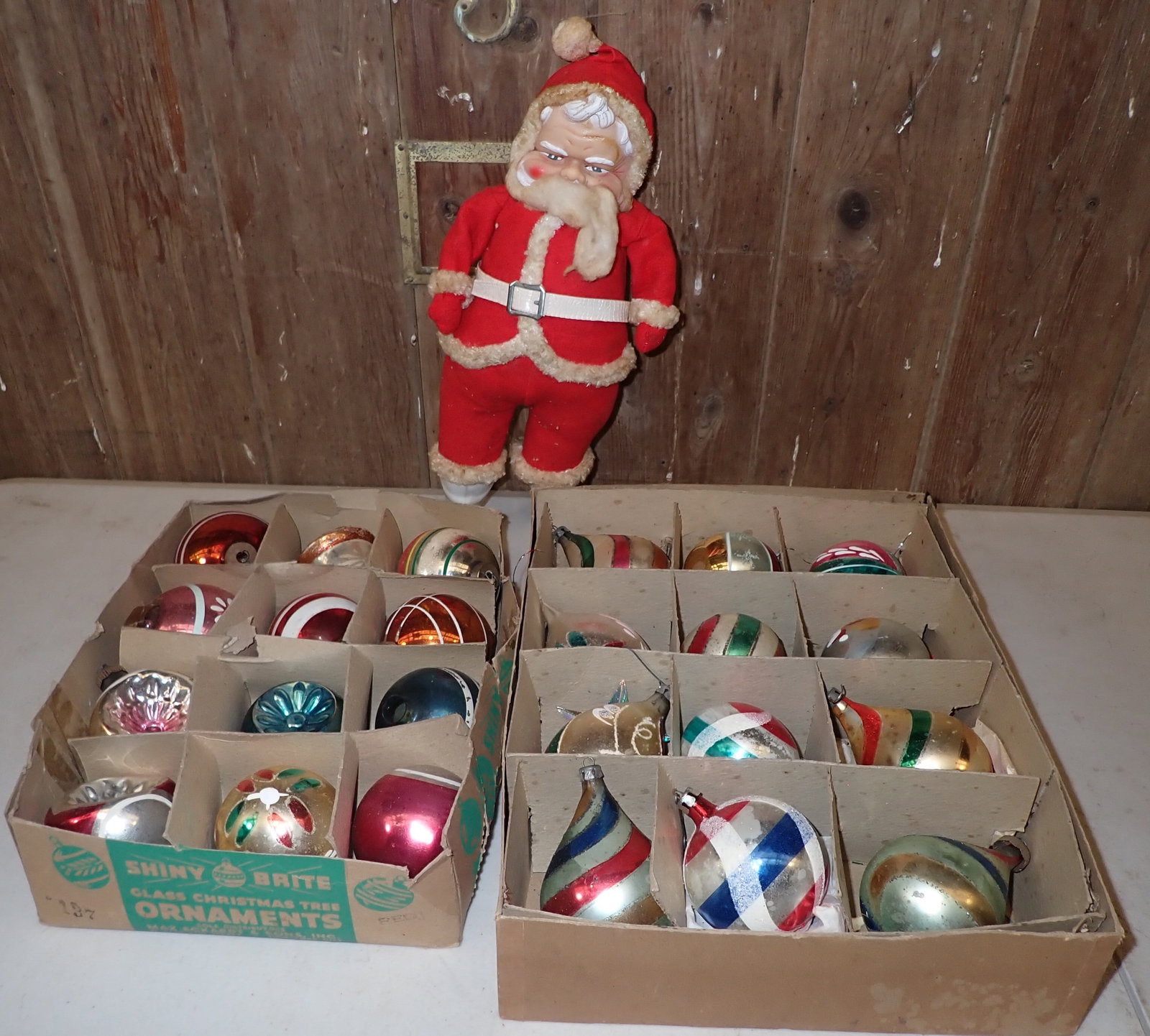 Vintage / Antique Christmas Ornaments & Santa: Santa is apprx 13 1/2" tall. Shipping available ($20 handling charge, plus postage)