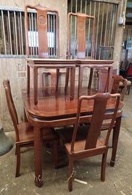 Asian Style Dining Room Table & 6 chairs