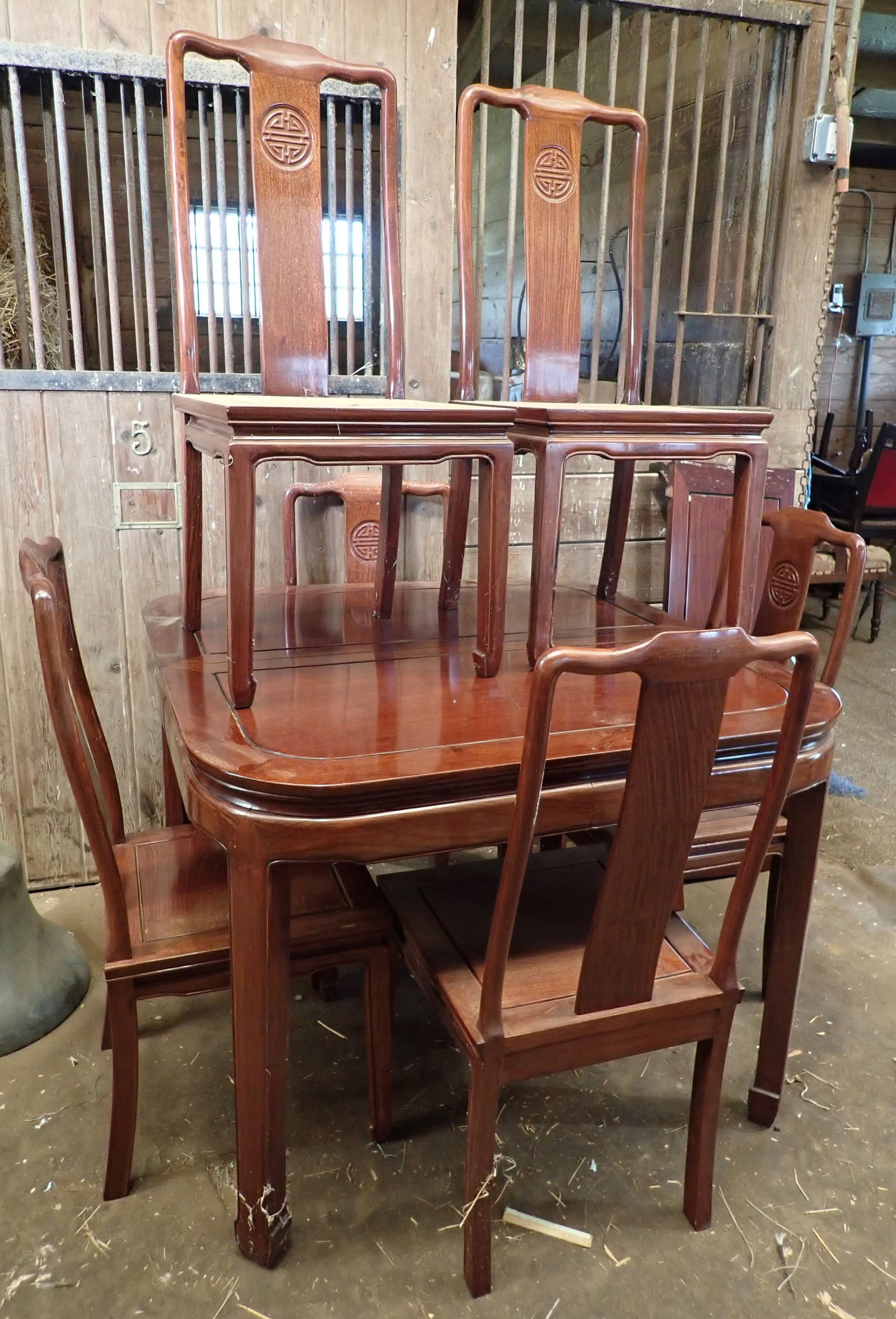 Asian Style Dining Room Table & 6 chairs (1 of 7)