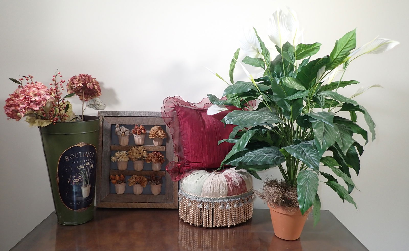 Artificial Plants, Barnwood Wall Art, Foot Stool & Misc (1 of 2)