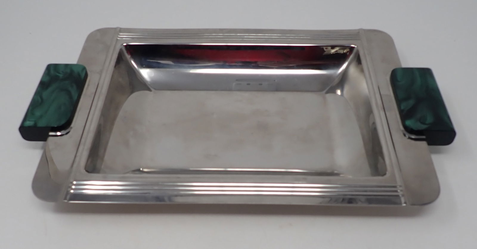 Couzon France Acier Inox Serving Tray w/ Green Handles (1 of 3)