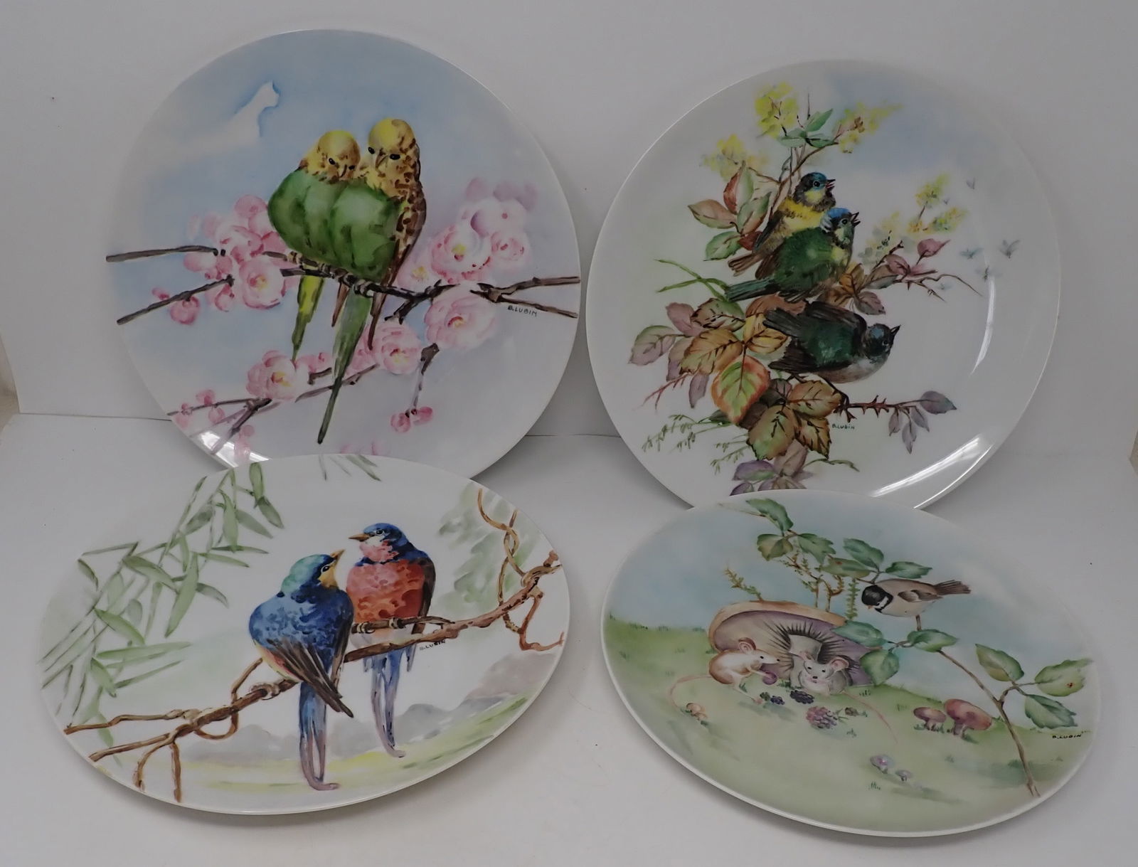 B. Lubin Holiday German China Bird. & Mice Plates (1 of 7)