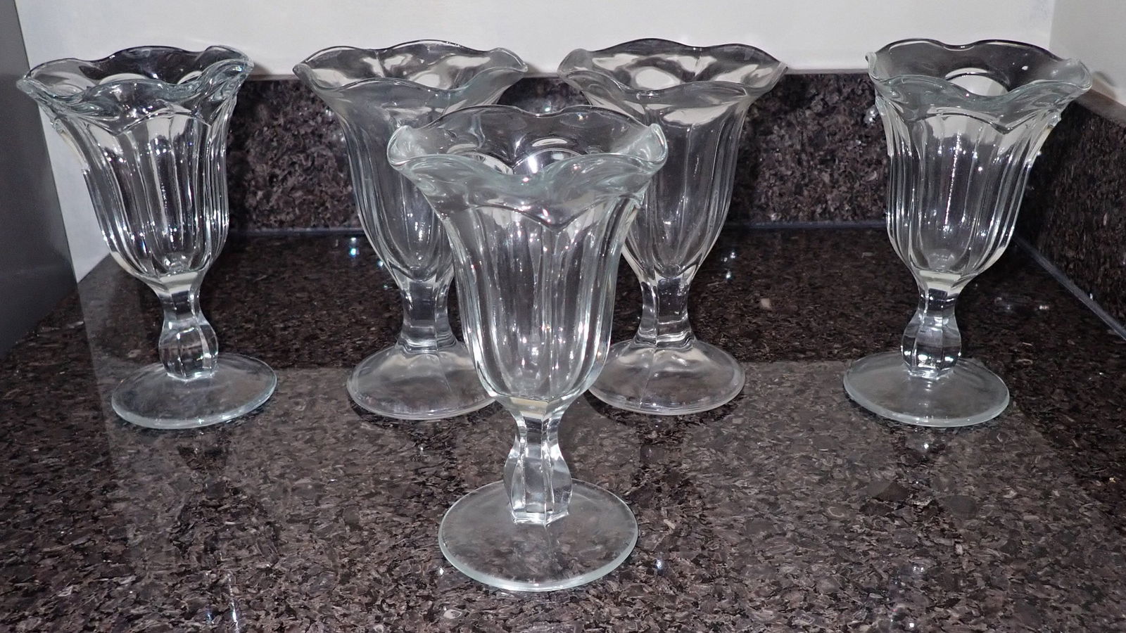5 Sundae Cups: Apprx 3 3/4" in diameter and 6 1/8" tall. Shipping available