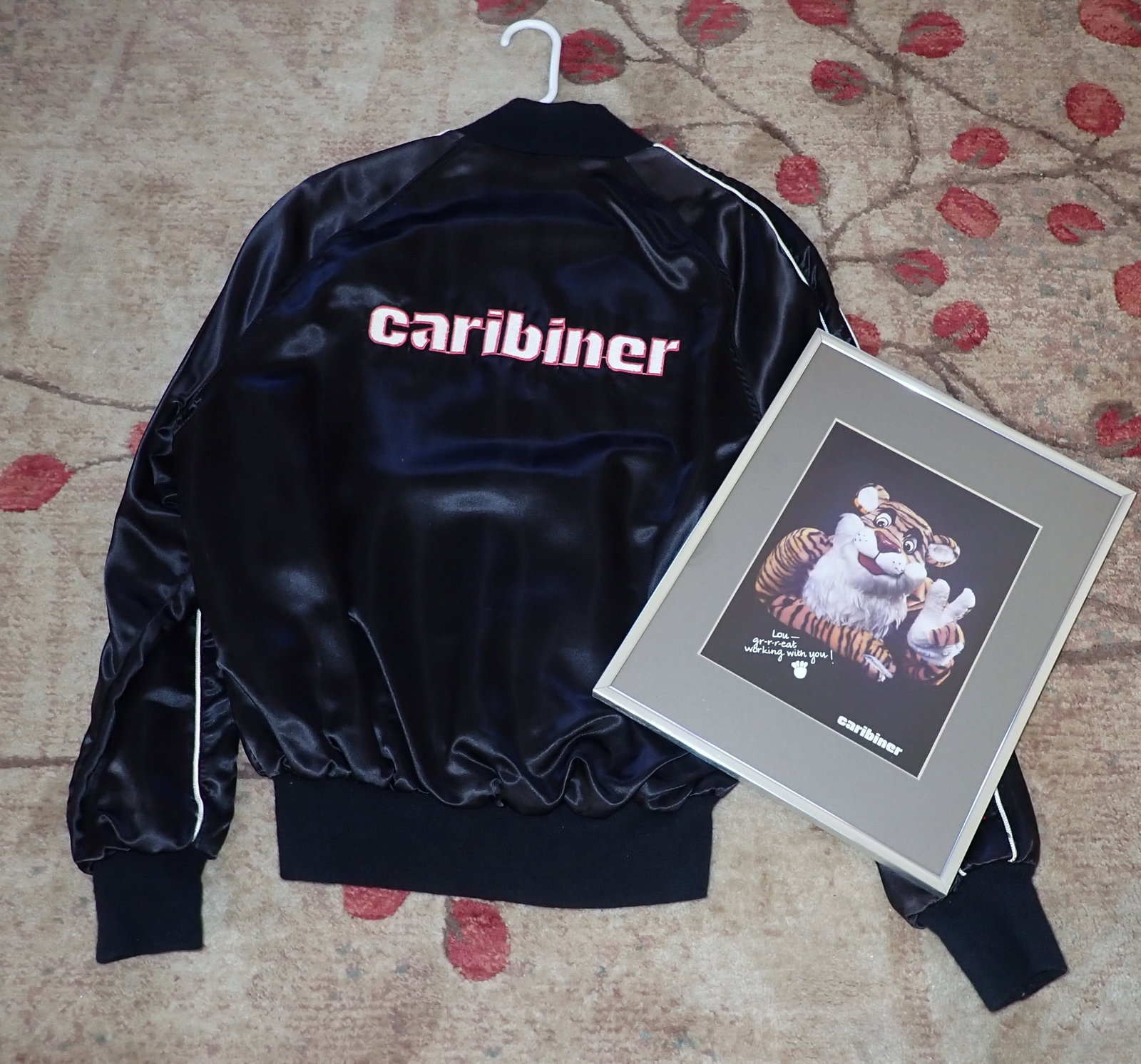 Carabiner Jacket & Framed Print: Jacket is size medium. Print is approx 11 1/2" x 14 1/2". Shipping available