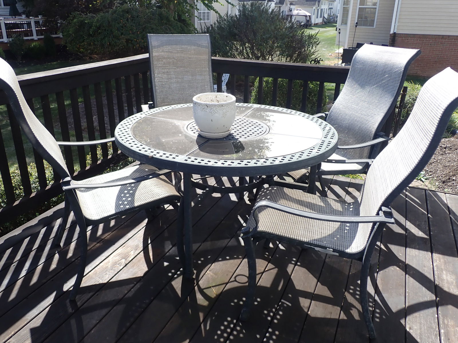 Patio Table w/ 4 Chairs , Lounge Chairs , & Planters (1 of 6)