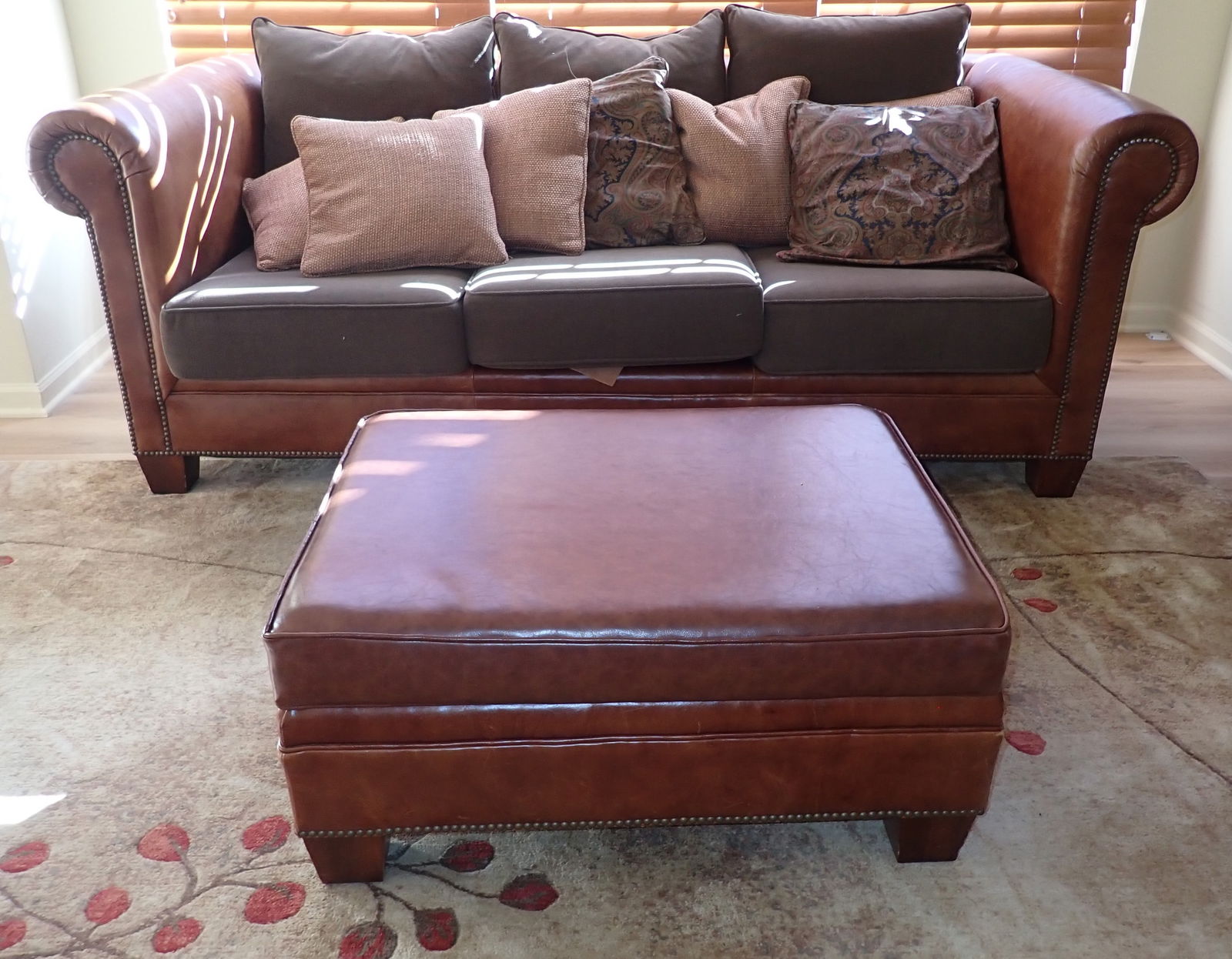 Ralph Lauren Leather Sofa and Ottoman (1 of 6)