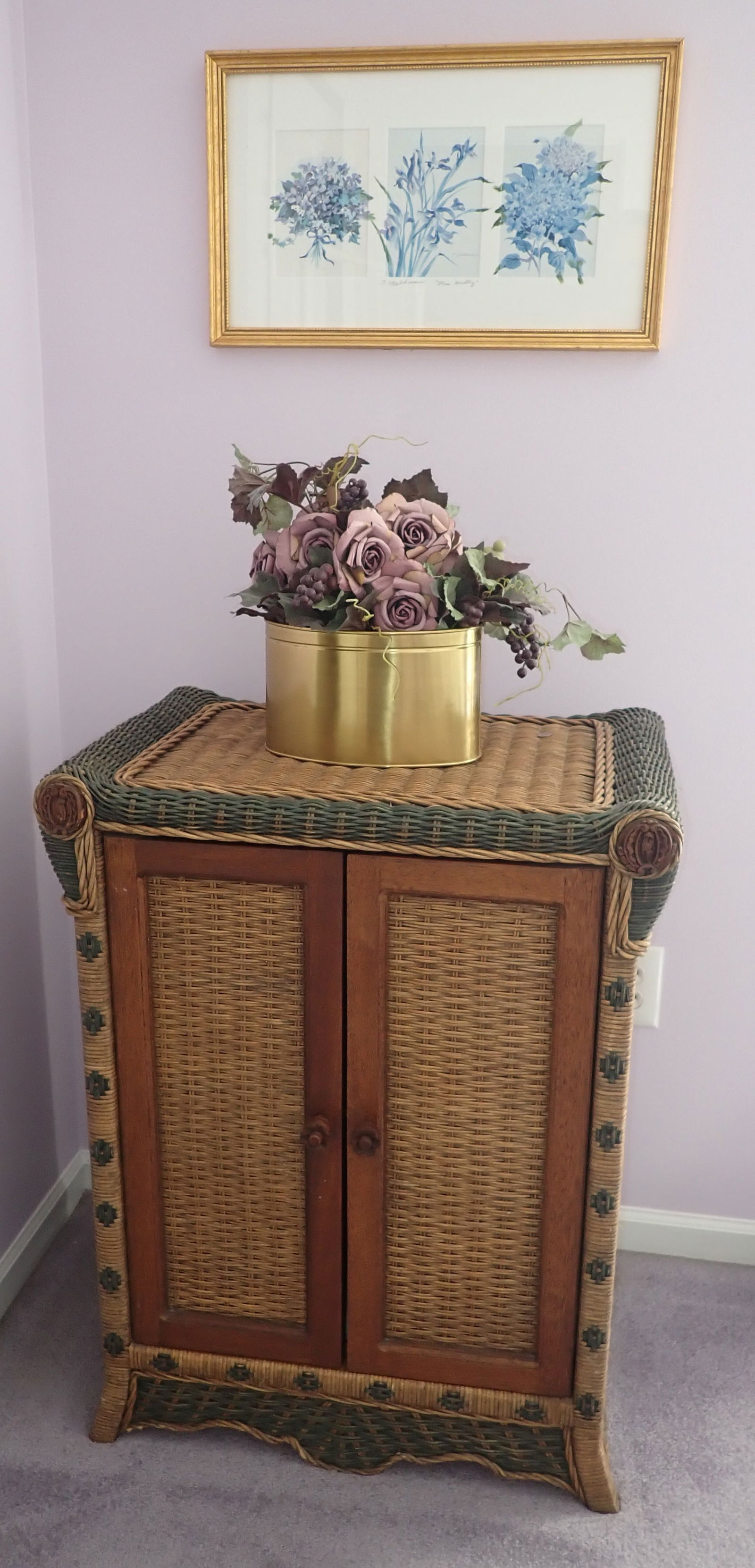 Wicker Cabinet & J. Waldman Print (1 of 6)
