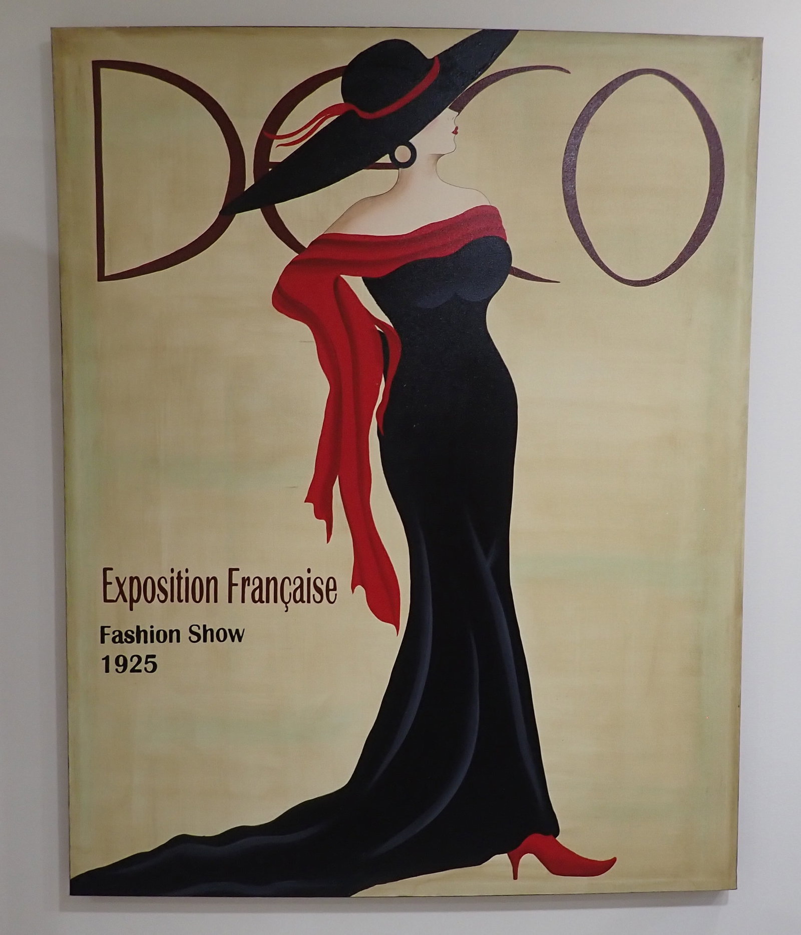 Deco Painting on Canvas: Apprx 40" x 50 1/2". No in house shipping !