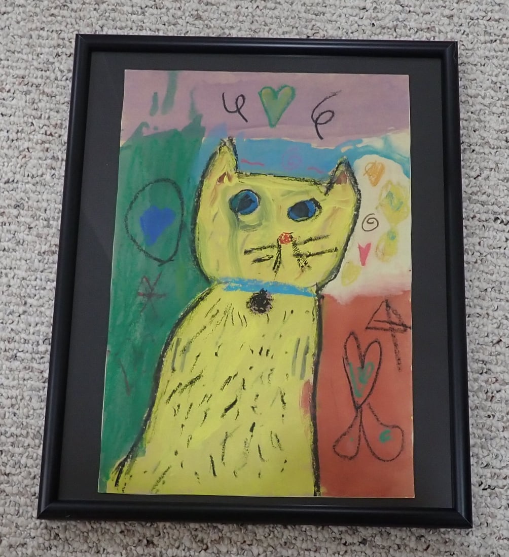 Pastel & Oil Cat Art: Approx 16 1/4" x 20 1/2". Shipping available ($20 handling charge, plus postage)