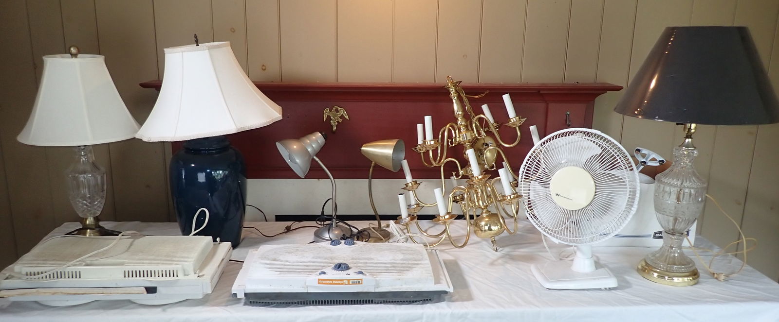 Lamps, Fans, & Chandelier: Tallest is approx 31 1/2". No in house shipping !