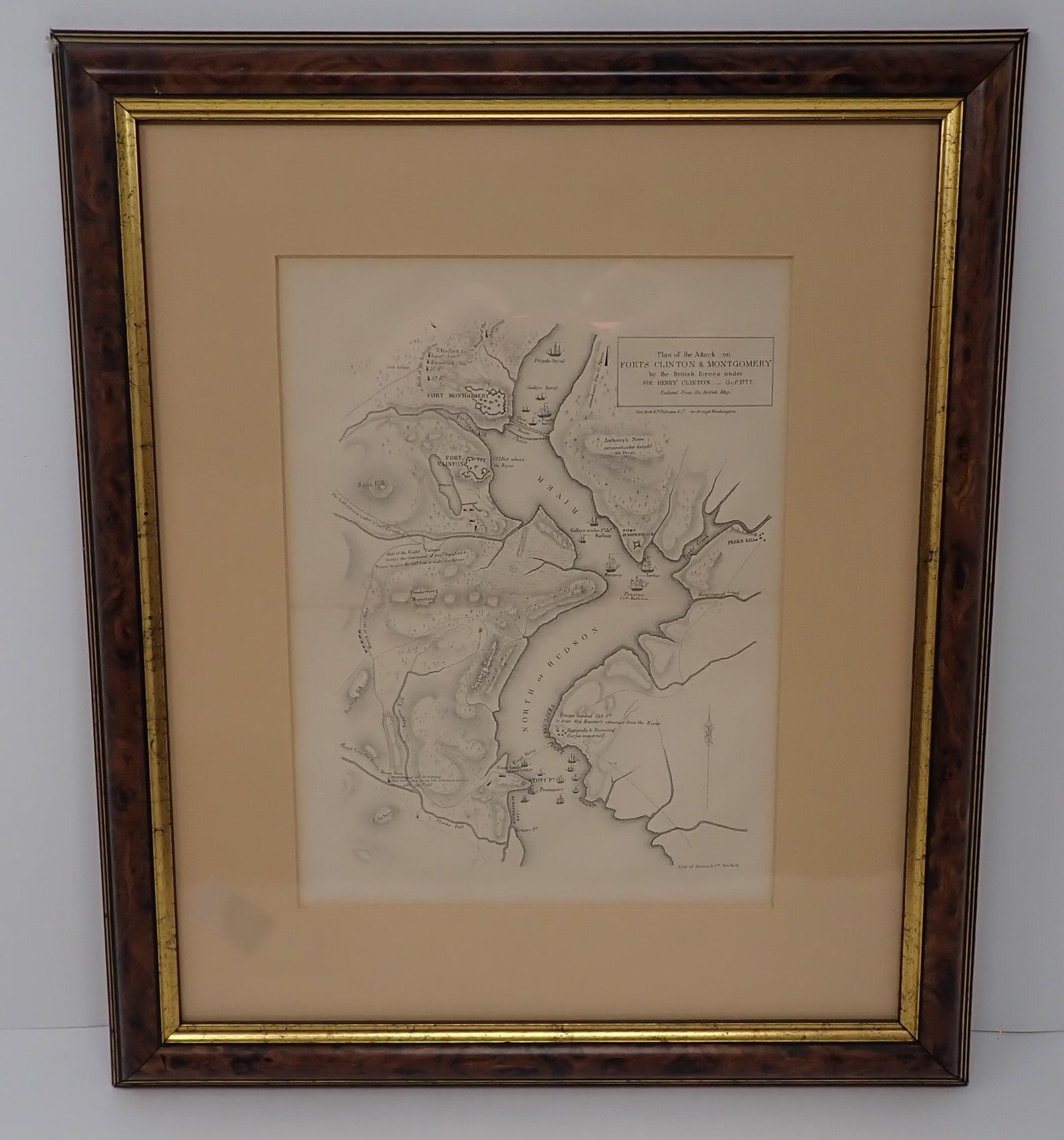 Plan of Attack Map Forts Clinton & Montgomery: Approx 14" x 16 1/4". Shipping available